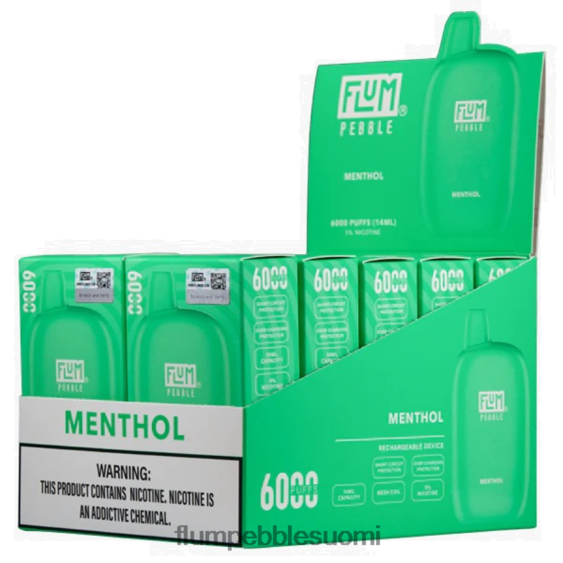 FLUM PEBBLES 6000 puhallusta 10 pakkausta mentoli RZ0BL58 | FLUM PEBBLE VAPE REVIEW